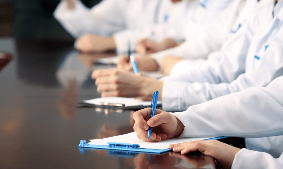Médicos e enfermeiros em treinamento.